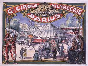 Poster advertising the 'Grand Cirque Menagerie Darius', 1924 (w/c on paper)
