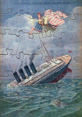 The Sinking of the Lusitania, 7th May 1915, jigsaw puzzle for children (colour litho)