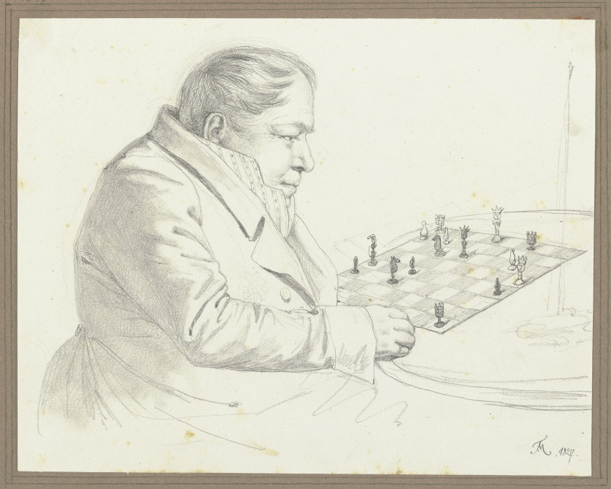 Man at the chess board from Friedrich Moosbrugger