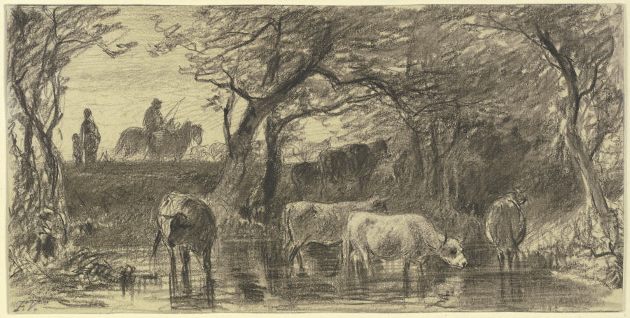 Cows drinking from Friedrich Voltz
