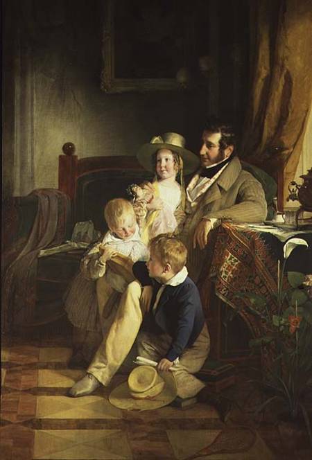 Rudolf von Athaber (1795-1867), industrialist and patron of the arts, with his children from Friedrich von Amerling