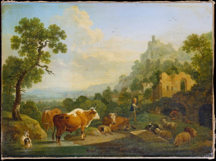 Landscape with Farm Animals at a Brook from Friedrich Wilhelm Hirt