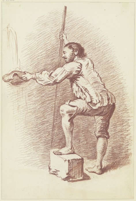 Stehende männliche Modellfigur mit Stange from Friedrich Wilhelm Hirt