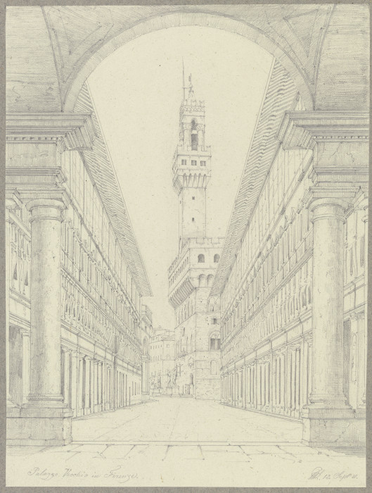 Der Palazzo Vecchio in Florenz vom Hof der Uffizien aus gesehen from Friedrich Wilhelm Ludwig