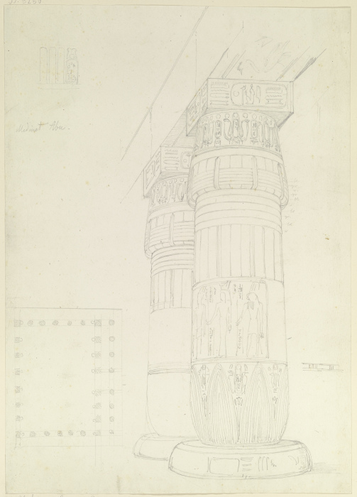 Ägyptische Säulen mit Architrav, daneben Grundriss eines Säulenhofes from Friedrich Maximilian Hessemer