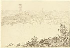 Ansicht der Stadt Perugia, von einer Anhöhe aus gesehen