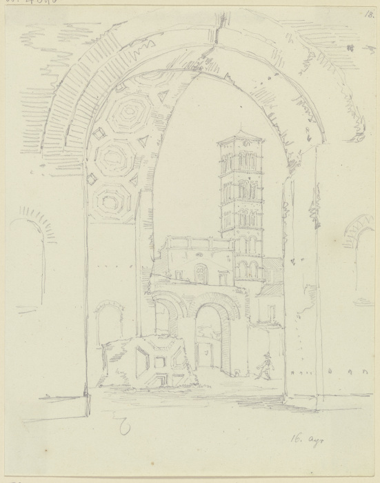 Blick durch die Ruine der Maxentiusbasilika auf S. Francesca Romana in Rom from Friedrich Maximilian Hessemer