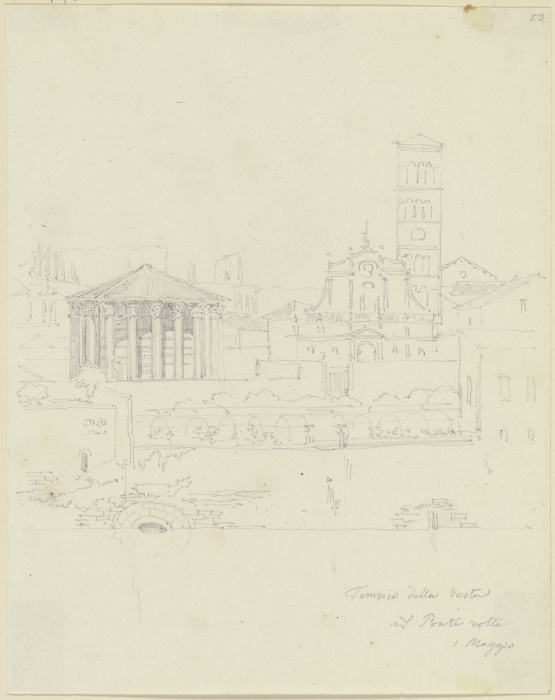Der Tempio di Ercole Vincitore und S. Maria in Cosmedin mit der in den 1890er Jahren abgebrochenen R from Friedrich Maximilian Hessemer