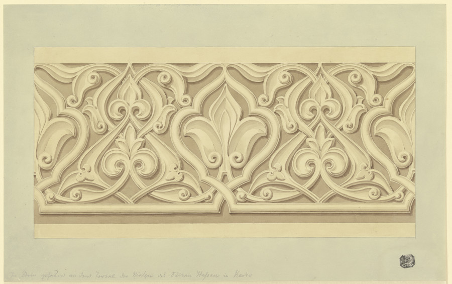 In Relief ausgeführtes vegetabiles Muster am Portal der Sultan-Hassan-Moschee in Kairo from Friedrich Maximilian Hessemer