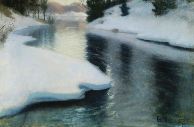 Spring Thaw, 1887 (pastel on paper) from Frits Thaulow