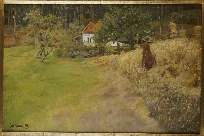 Farmer's wife at reaping work. from Frits Thaulow