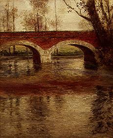 Riverside with bridge from Frits Thaulow