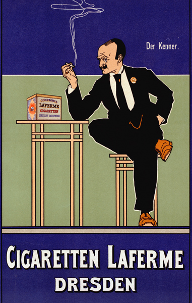 Advertising Poster for the Cigaretten Laferme Dresden from Fritz Rehm