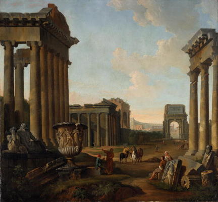 Figures Amidst a Capriccio of Ruins from G. P. Pannini or Panini