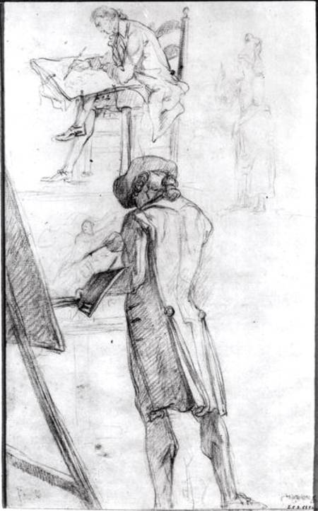 Artist at his Easel and the Artist Drawing from Gabriel de Saint-Aubin