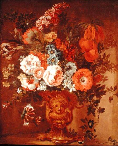 Roses, Poppies, Honeysuckle, Stock and Other Flowers in a Sculpted Vase from Gaspar Peeter the Younger Verbruggen