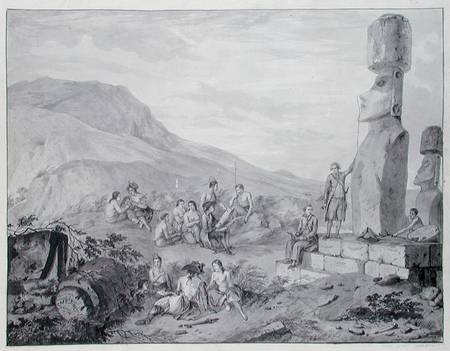 Islanders & Monuments of Easter Island from Gaspard Duche de Vancy