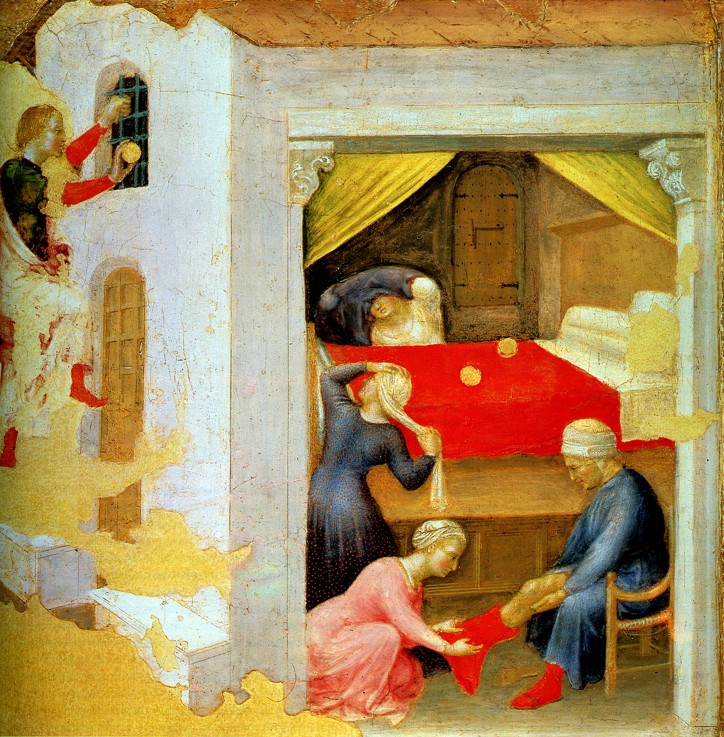 The dowry for the three virgins (from the Polyptych Quartesi) from Gentile da Fabriano