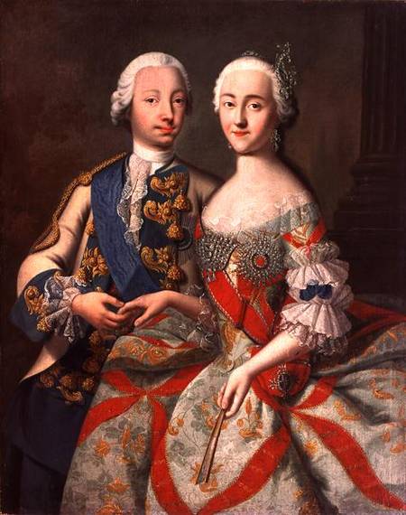 Portrait of Catherine the Great (1729-96) and Prince Petr Fedorovich (1728-62) from Georg Christoph Grooth