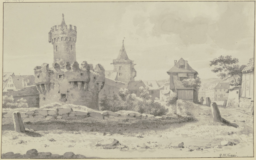 Die Stadtmauer von Jena mit dem Pulverturm und dem Johannistor from Georg Melchior Kraus