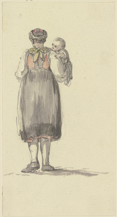 Stehende junge Bäuerin, mit einem Kind auf dem Arm, vom Rücken gesehen from Georg Melchior Kraus