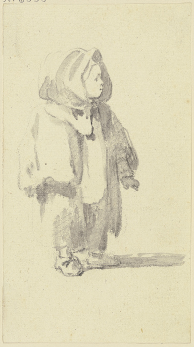 Stehendes Kind nach rechts mit großer Kapuze from Georg Melchior Kraus