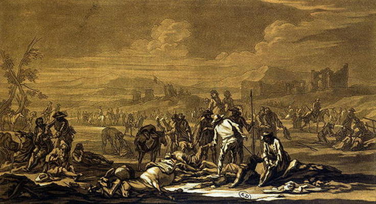 After the Battle, 1695, engraved by Christian Rugendas (1708-81) c.1740 (engraving) from Georg Philipp I Rugendas