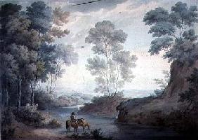 Landscape with River and Horses Watering