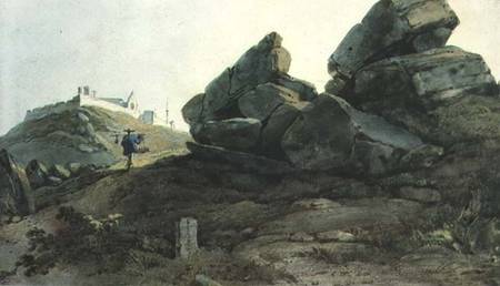 Rocks and a Hill Convent, China from George Chinnery