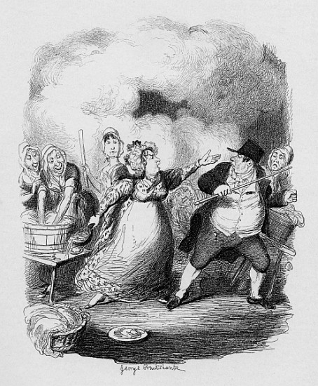 Mr Bumble degraded in the eyes of the paupers, from ''The Adventures of Oliver Twist'' Charles Dicke from George Cruikshank