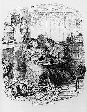 Mr Bumble and Mrs Corney taking tea, from ''The Adventures of Oliver Twist'' Charles Dickens (1812-7