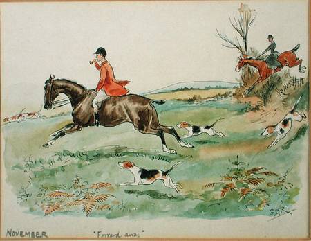 The Month of November: Hunting (pen & ink and w/c on paper) from George Derville Rowlandson