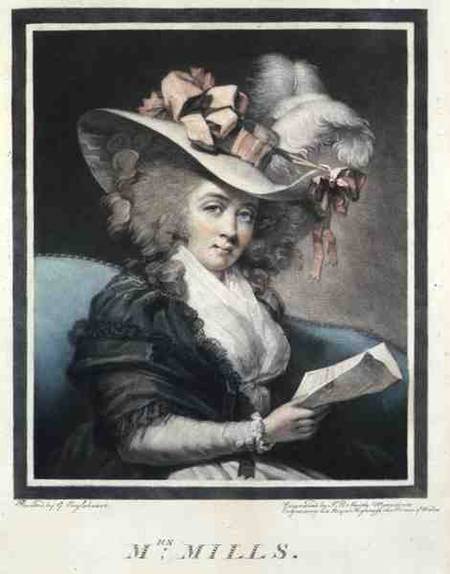 Mrs Mills, engraved and pub. by John Raphael Smith (1752-1812) from George Engleheart