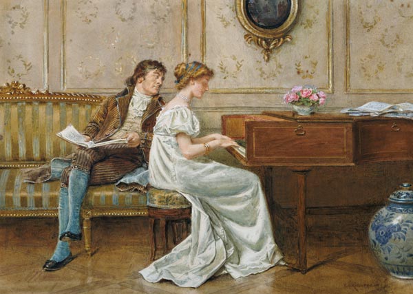 The New Spinet (pencil, w/c & from George Goodwin Kilburne