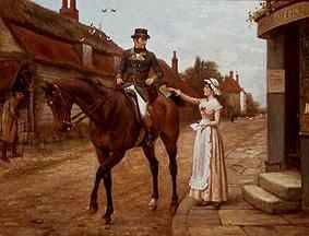 Mounted postman when gathering the post in an English village from George Goodwin Kilburne