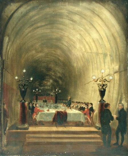 Banquet in Thames Tunnel held on 10th November 1827 to Celebrate the Tunnel's Progress from George Jones