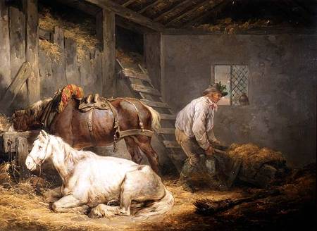 Horses in a stable from George Morland