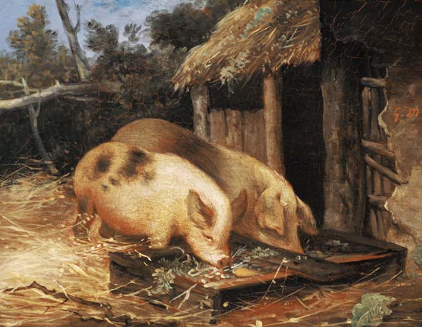 Pigs at a Trough from George Morland