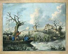 Duck Shooting, etched by Thomas Rowlandson (1756-1827), pub. by J. Harris