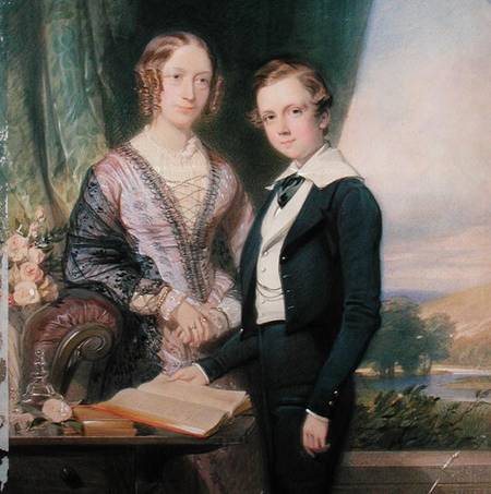 Portrait of an unknown young man standing by his mother from George Richmond
