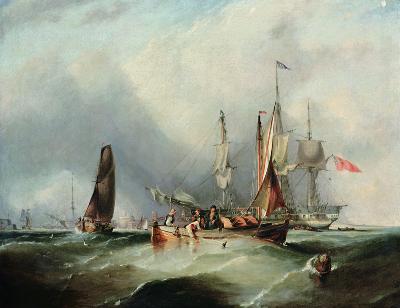 A Man-o'-War and Fishing Boats off Southsea