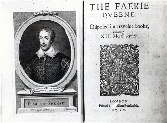 Portrait of Edmund Spenser and the frontispiece to his poem ''The Faerie Queene'' , originally publi from George Vertue