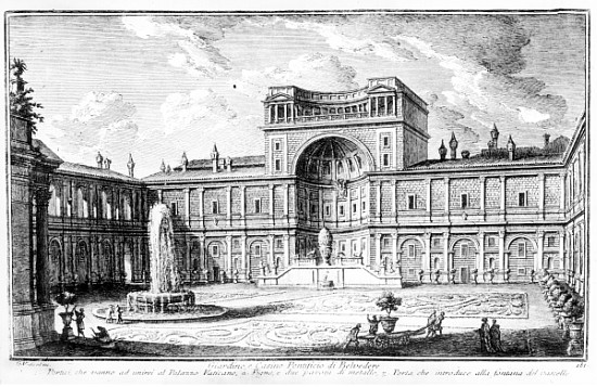 The Belvedere Court in the Vatican Rome from George Vertue