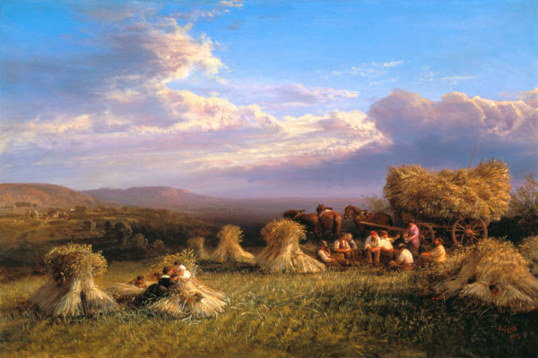 Corn harvest in the evening light. from George Vicat Cole