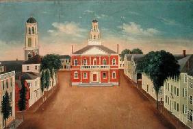 Fireboard depicting a View of Court House Square, Salem