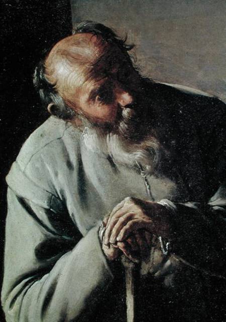 An Old Man, detail of the head from Georges de La Tour