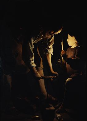 Joseph as a carpenter and the Jesusknabe