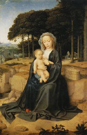 Maria with the child at the quiet on the flight to Egypt