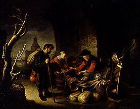 The herring seller and the beggar from Gerard Dou