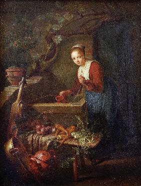 Gerard Dou / Kitchen Maid by the well